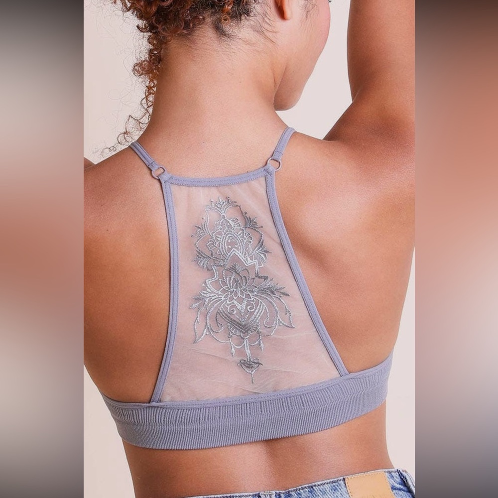 Gray Lotus Mesh Bralette
